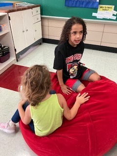 Super fluffy new bean bag chair is kid approved in Ms. Wagner's class.